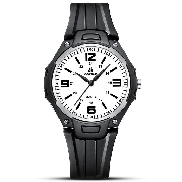 Чоловічий годинник LN LENQIN з нержавіючої сталі, кварцовий аналоговий годинник на зап'ясті, водонепроникний 30M, модний casual годинник для чоловіків (11- Чорний Чорний Білий)