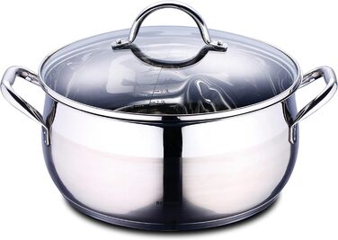 Каструля BERGNER Gourmet 8 л з кришкою, нержавіюча сталь, для всіх типів плит, ергономічні ручки