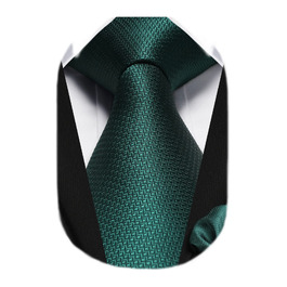 Чоловіча краватка HISDERN в клітку з нагрудною хустинкою, формальна класична краватка для весілля, темно-зелений колір