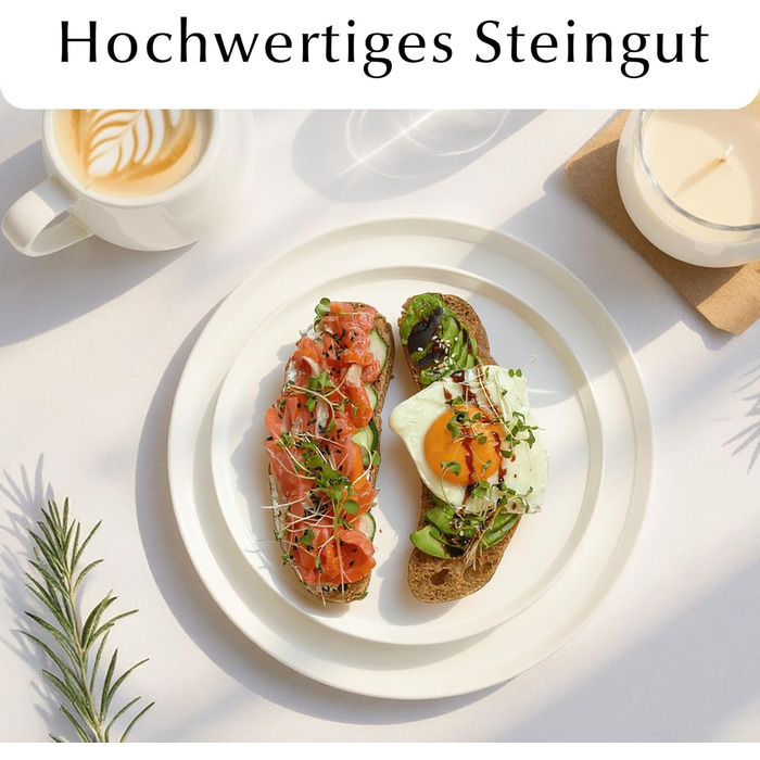 Набір посуду Miamio на 8 осіб (24 елементи) – сучасний сервіз з кераміки, білий, для посудомийної машини та мікрохвильової печі, колекція Luxe