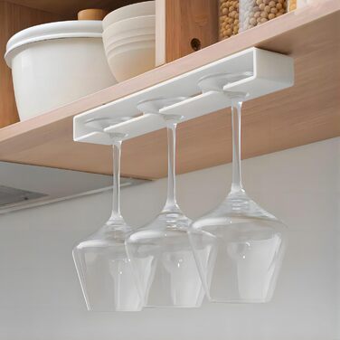 Кріплення для келихів вина на шию, самоклеючі тримачі для келихів, підвісна полиця для келихів вина, полиця для келихів без свердління під шафу, кріплення для келихів на барі (білий 1, 2)