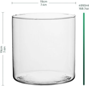 TREND Home Deko-Glass Containers 19 cm Cylinder Vase Flower Vase Candle Holder Stump Candles Candle Holders Glass Vase Floor Vase Large Decoration Wedding Transparent | Ø 19 cm | 4848 ml | Naida