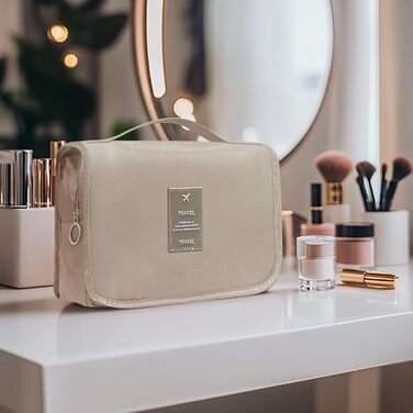 Чоловіча косметичка для подорожей з ручкою, кілька відділень для організації особистих речей (біла)