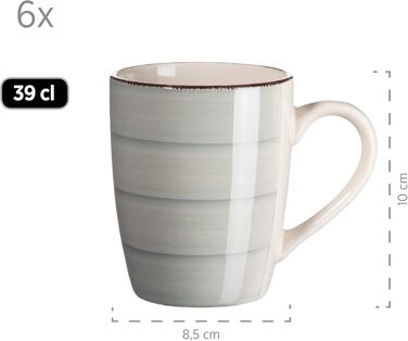 MÄSER Bel Tempo II Сервіз для сніданку на 6 осіб, вінтажний стиль, ручне розмальовування, 18 предметів, блакитний, кераміка, стоунгерд