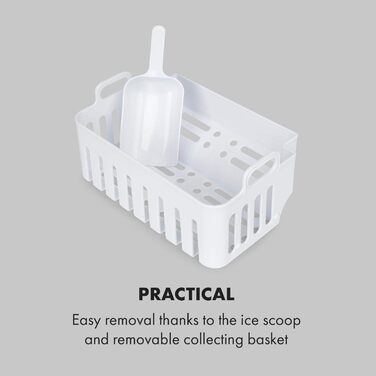 Машина для приготування льоду Klarstein Eiswürfelmaschine - 12 кг/24 год, 8 хв цикл, 1,5 л резервуар, LED-дисплеї, портативна, з прозорим кришкою, з лопаткою - для вечірок (срібна)