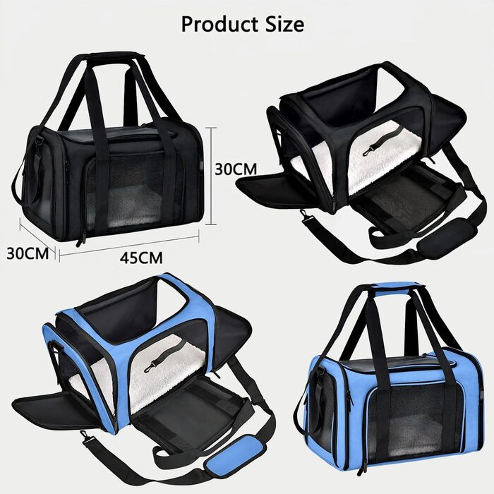 Транспортна сумка для кота/собаки велика, портативна, складана, дихаюча, для подорожей, чорна
