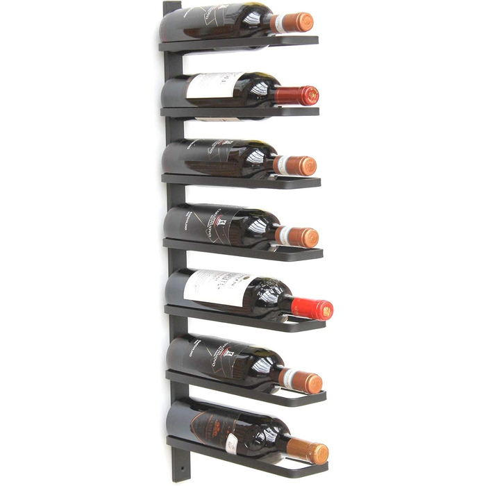 DanDiBo Wine Rack Metal Wall Black 93885 Bottle Rack Bottle Holder Wall Mount Modern Wall Holder Wall Shelf for 7 Bottles