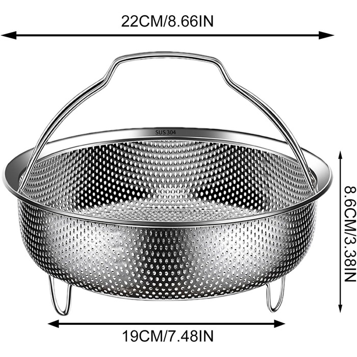 Вставка для пароварки, Ø 22 см, нержавіюча сталь 304, для каструль, сковорідок, мультиварки Instant Pot