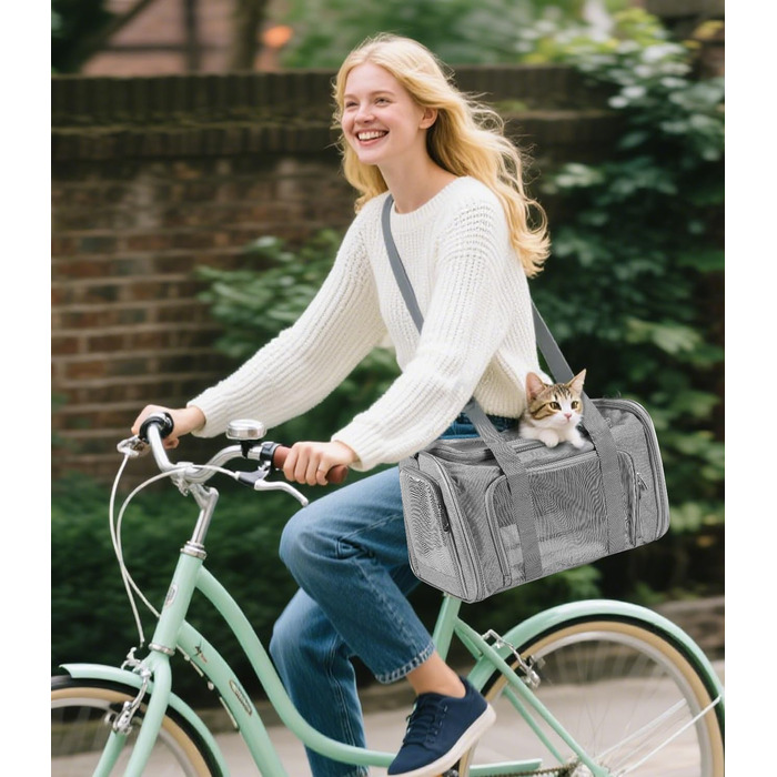 Транспортна переноска для кота та собаки, складана, сірого кольору (L)