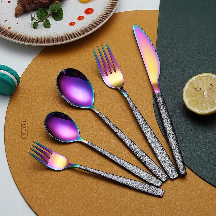 Набір столових приборів з титановим покриттям, 30 предметів, золото-чорний (Mars) для 6 осіб