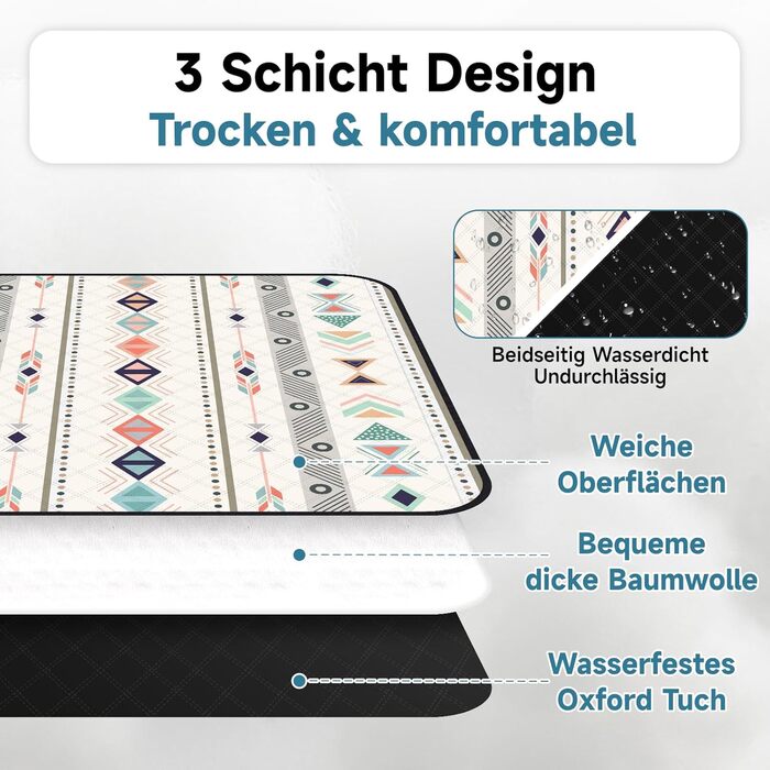 Плед для пікніка Hysagtek 200x200 см, водонепроникний, великий пляжний плед в стилі бохо для відпочинку на природі, кемпінгу, парку