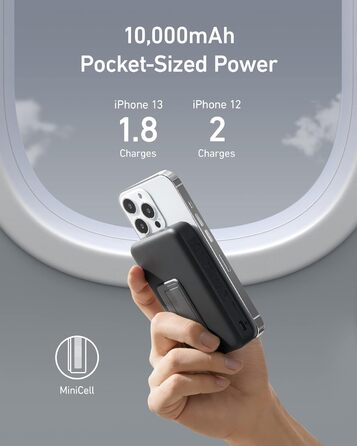 Anker Power Bank 10000mAh Магнітний, Бездротовий, для iPhone 13/12, Чорний