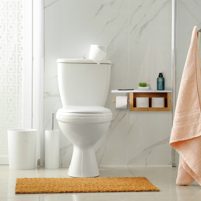 Relaxdays Bamboo Toilet Paper Holder with Shelf