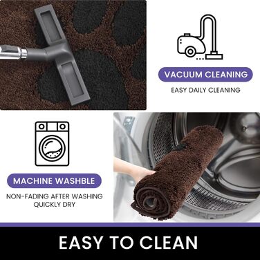 Килимок для дому 50x80 см, антиковзкий, миючий, низький профіль, супер вбираючий, для брудних лап собак, коричневий