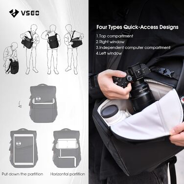 Рюкзак фотографський VSGO Black Snipe 16L для DSLR/SLR камер, DJI стабілізаторів та подорожей