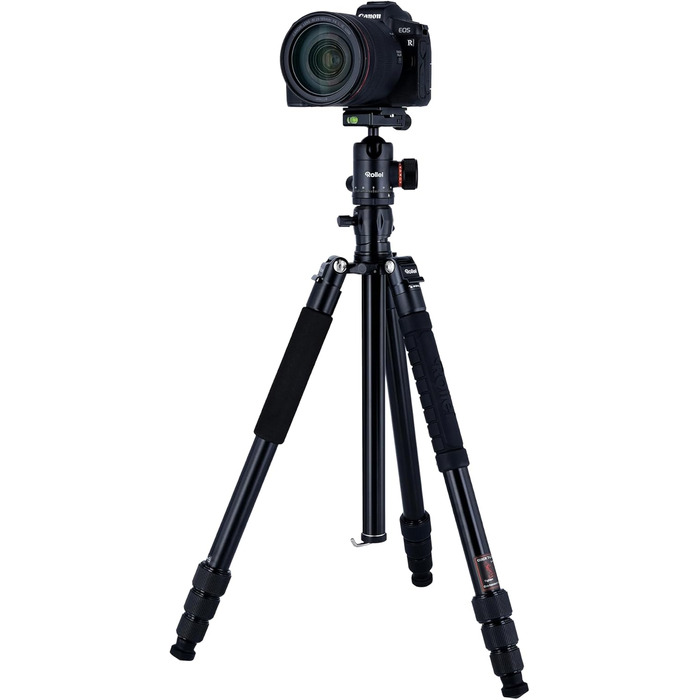 Алюмінієвий штатив-трипод Rollei C5I MAKRO PRO з 3D-кульковим головним, моноподом, тримачем для смартфона та поворотною центральною колоною 90°, чорний