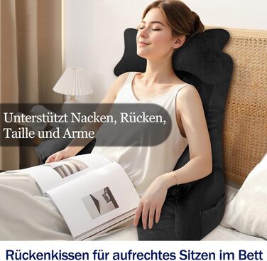 Підлогове крісло-подушка для читання, 65x30 см, чорний колір