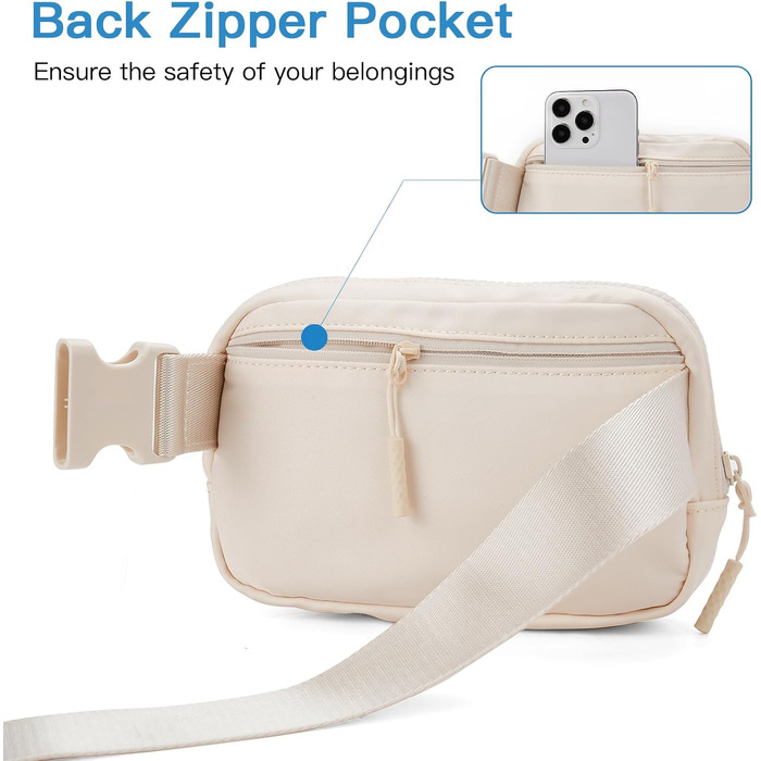 Сумка на пояс жіноча/чоловіча Telena, сумка через плече, кросбоді, поясна сумка, сумка на стегно, для спорту та повсякденного носіння, бежева