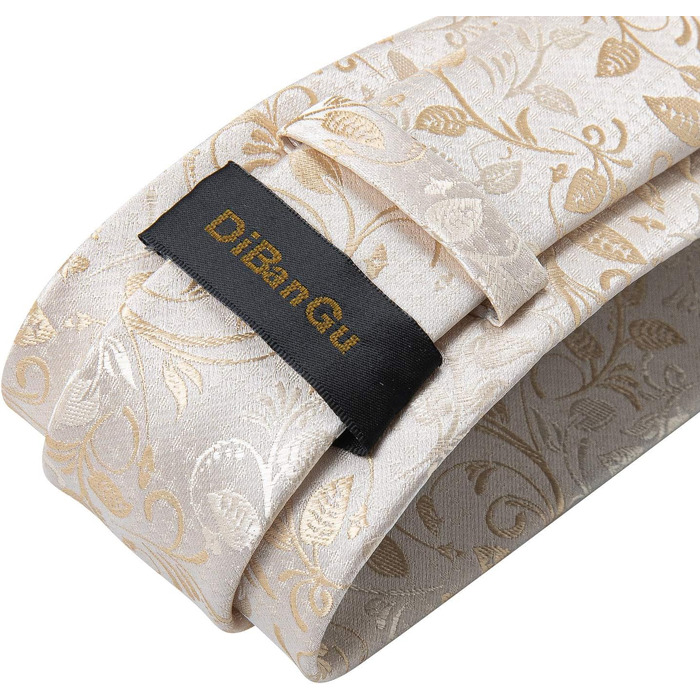 Набір краваток чоловічий DiBanGu з візерунком пає, краватка, кишеньковий хустинка, краваткові застібки, для весілля та ділових зустрічей, бежевий