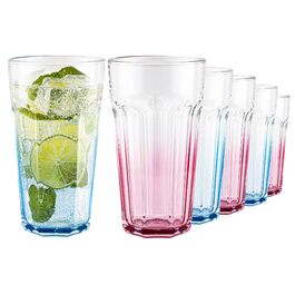 Набір келихів для коктейлів XXL Alva 6 шт (630 мл) - Caipirinha, Highball, Лонгдрінк, сік, кава, блакитно-рожеві, без свинцю, для посудомийної машини