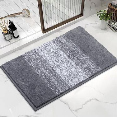 М'який килимок для ванної кімнати сірого кольору з мікрофібри, 60 x 90 см. Нековзний, машинне прання, швидковисихаючий. Килимок для ванни, килимок для душу, придбання для ванної кімнати.