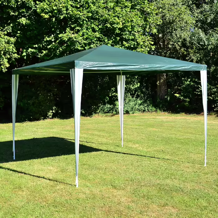 Nexos GM36000 PE-Pavilion Party Tent for Garden, Terrace, Market, Camping, Festival as a Shelter and Waterproof Cover, 3 x 3 m, White (Green)