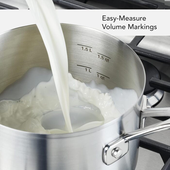 Набір кухонного посуду KitchenAid з нержавіючої сталі, 10 предметів, з полірованою поверхнею (каструля з ручкою 2 літри)