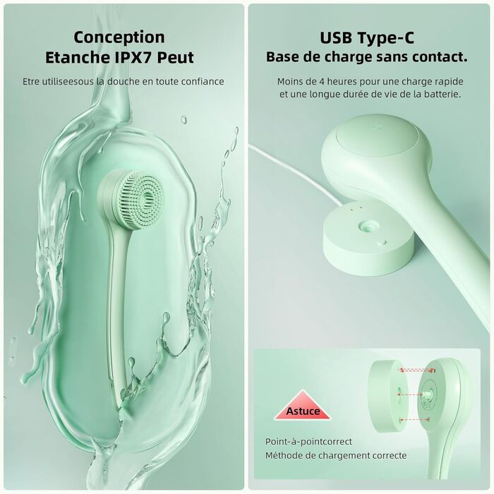 Електрична щітка для спини Gentle Exfoliating, для глибокого очищення, з довгим ручним, для жінок, чоловіків, літніх людей, рожевого (блідо-зеленого) кольору