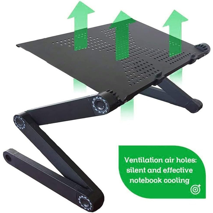 Стіл для ноутбука в ліжко, комп'ютерний стіл, лапдеск, складний стіл для ліжка, регульований кут 360°, знімний, портативний, для книг (чорний)