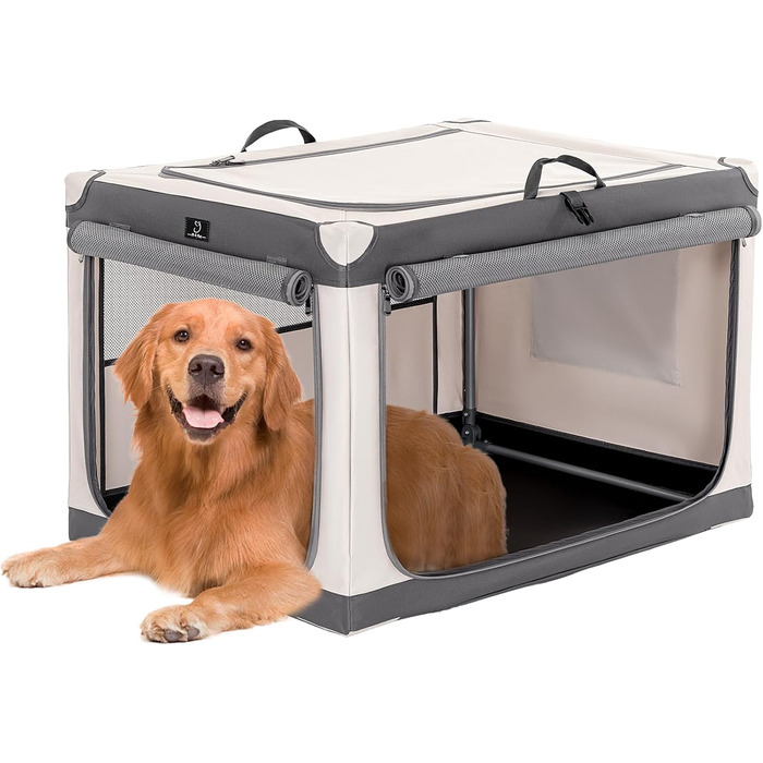 Складана переносна собача будка для великих собак, сірого кольору, XL, з алюмінієвим каркасом