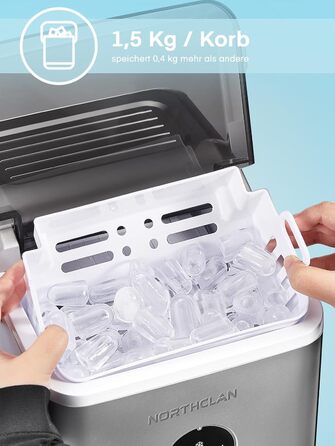 2024 Ice Maker Test Winner - 14kg Capacity, Fast Ice Production, Quiet Operation, 120W with Scoop & Basket - Compact Ice Maker for Home & Office (Silver)