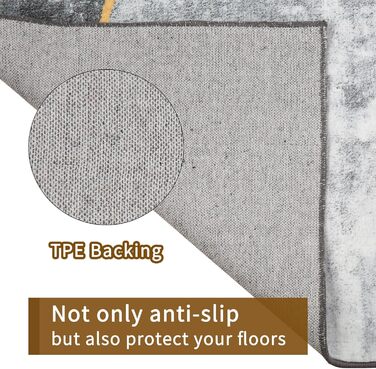 Килимок для вітальні Sour Lemon, великий 160x230 см, машинного прання, бохо-стиль, вінтажний, з антиковзаючою основою, блакитний геометричний дизайн