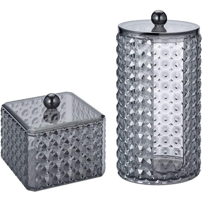 Організатор для ватних дисків, акриловий контейнер для ватних дисків з кришкою, чорний, для спальні, ванної кімнати, туалетного столика