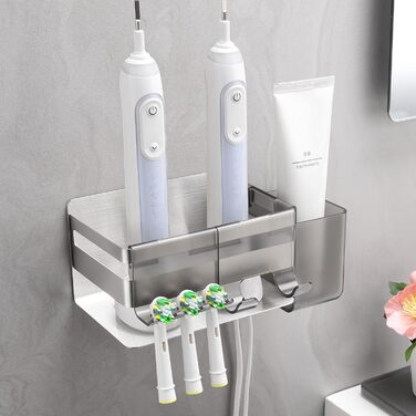 Тримач для електричної зубної щітки ALOCEO з 3 гачками, нержавіюча сталь, чорний | Без свердління, для ванної кімнати