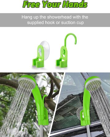 LIBERRWAY Camping Shower Battery Powered Camping Shower Outdoor with Shower Hose and Rechargeable Battery Water Pump for Garden Travel Car Washing (Green)