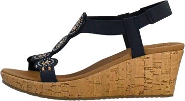 Босоніжки жіночі Skechers Beverlee Date Glam на танкетці, темно-сині 40 EU