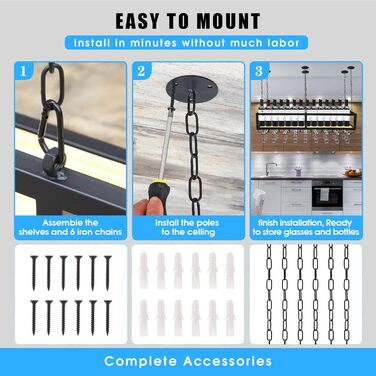 DSVONAUS Ceiling Shelf, Wine Rack, Height-Adjustable Decorative Shelf, Retro Iron and Solid Wood Ceiling Shelf, Single Layer, For Bars/Restaurants/Kitchens (120 * 25 * 100cm)