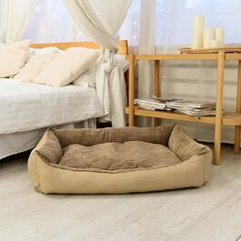 Odolplusz XXL - Dog Bed for Large Dogs - Dog Cushion - Dog Sofa with Reversible Cushion | Removable and Washable Cover [ ] (Beige Cord, L 100 x W 70 x H 19 cm)