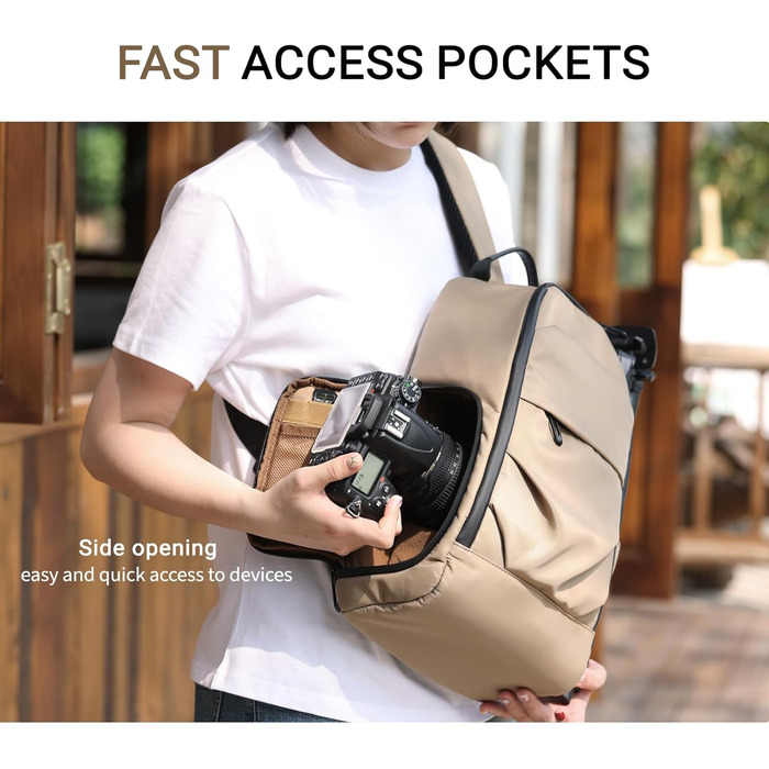 Сумка для камери на плече, рюкзак для DSLR/SLR/беззеркальної камери, фоторюкзак з кріпленням для штатива, знімні модульні вставки (зелений, коричневий)