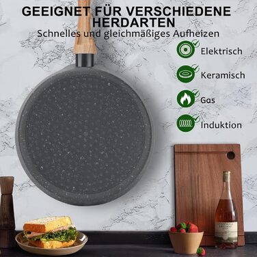 Набір сковорідок Maxspace 3 шт. з антипригарним покриттям, індукційне дно 18, 22, 26 см, для всіх плит (сірий)