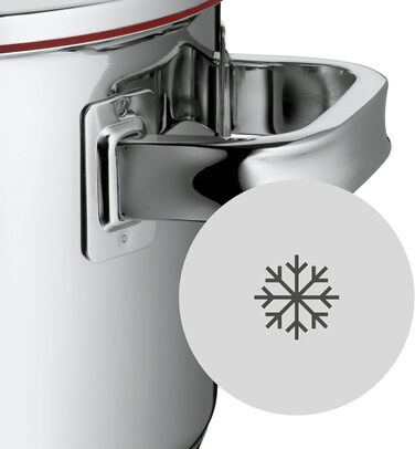 Каструля WMF Function 16 см з ручкою, без кришки, 1,4 л, з нержавіючої сталі Cromargan, 4 функції зливу, внутрішня шкала, червона, для індукційних плит