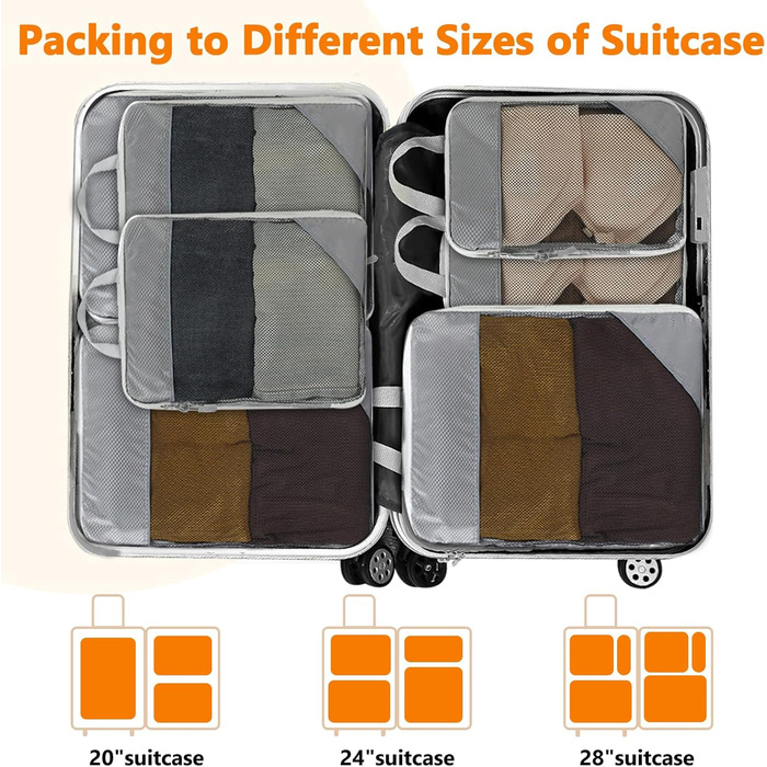 Набір органайзерів для валізи (9 шт.) - Компресійні куби для подорожей, кемпінгу, рюкзака
