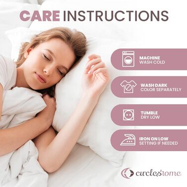 Наволочки King Size CIRCLESHOME 100% бавовна, дихаючі, захист від пилу, гіпоалергенні, комплект 6 шт (50x91 см)