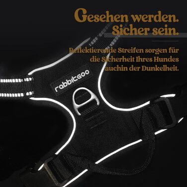 Нашийник для собак Rabbitgoo середнього розміру, анти-тяга, регульований, чорний, S (1 шт.)