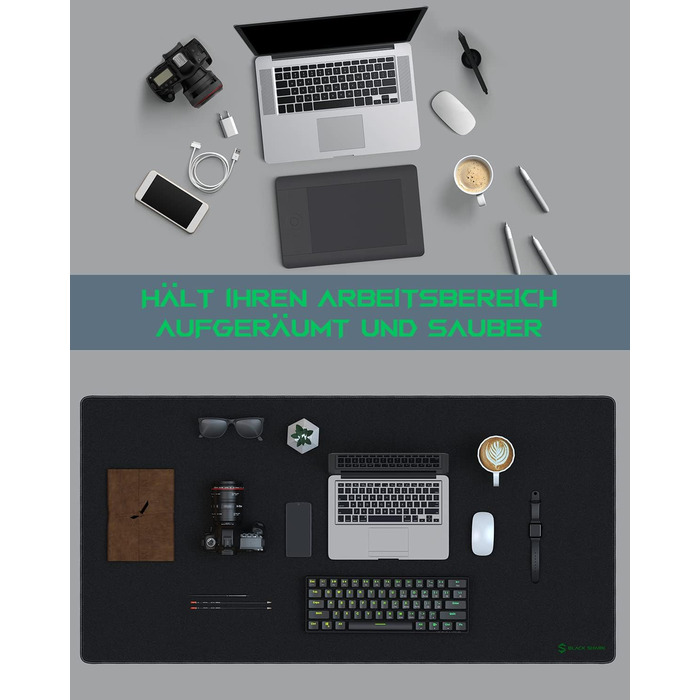 Чорний ігровий килимок Black Shark Gaming Manta P3 XL (900x400 мм) - вологостійкий, з антиковзною основою