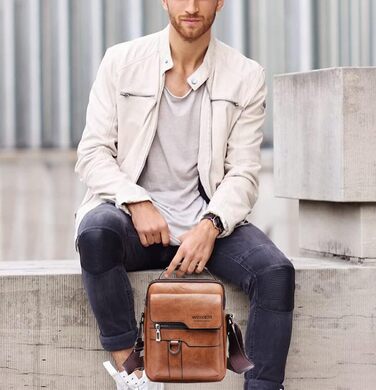 Чоловіча сумка через плече/месенджер з натуральної шкіри (колір: коричневий)