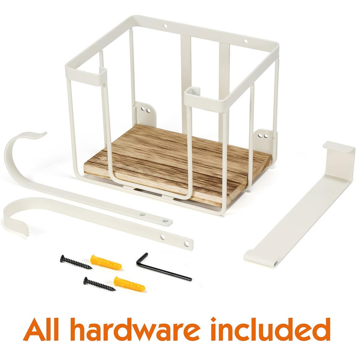 Настінна підставка для прасувальної дошки з великим кошиком MOREE – для прасувального столу та праски, біла