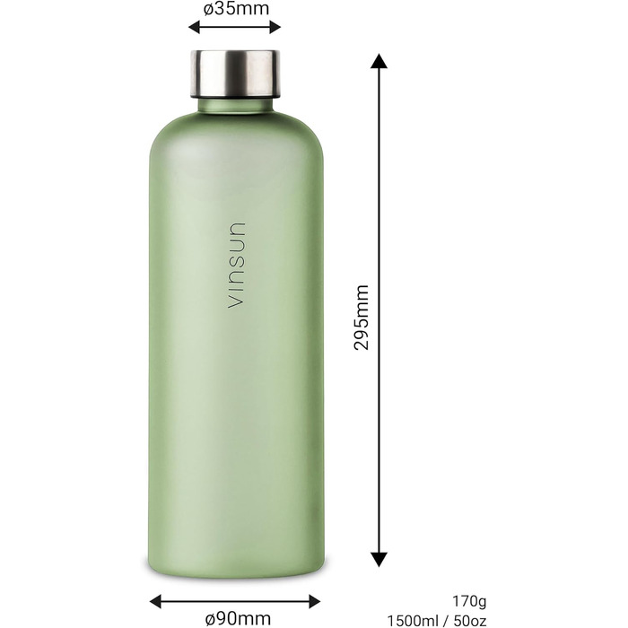 VINSUN Water Bottle 650ml, 1000ml, 1500ml - Leak-proof, Carbonated Drink Compatible, BPA-Free, Tritan - Lightweight Water Bottle for Sports, Outdoors, School, Biking, Office