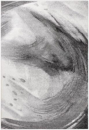 Килимок Kurzflor з коротким ворсом для вітальні, спальні та дитячої кімнати. Сучасний дизайнерський килимок TC-Fashion 6114 в сірому кольорі (Circle Grau, 140x200 см)