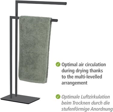 Підставка для рушників WENKO Recco, чорна, з нержавіючої сталі, 48 x 80.5 x 20 см